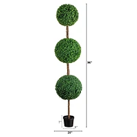 8ft. UV Resistant Artificial Triple Ball Boxwood Topiary Tree (Indoor/Outdoor)