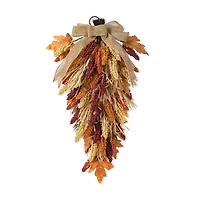 Glitzhome® 28" Fall Sorghum Swag Includes a Black Metal Wreath Hanger