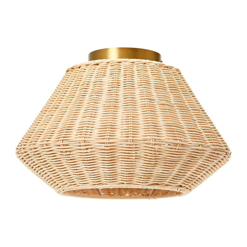 Hello Honey® 13.8" Coastal Ceiling Lamp with Rattan Shade and Iron Base