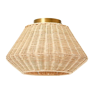 Hello Honey® 13.8" Coastal Ceiling Lamp with Rattan Shade and Iron Base