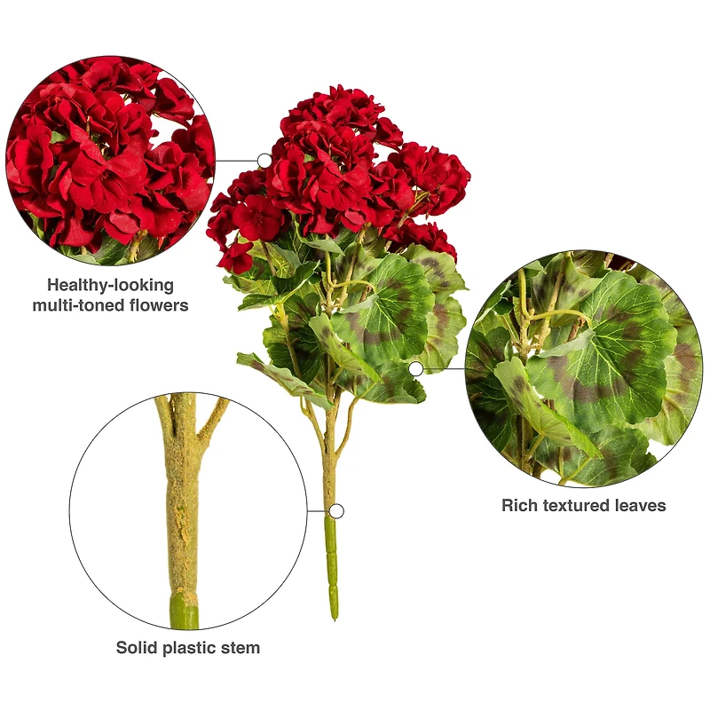 Artificial Red Geranium Bush