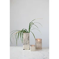 Hello Honey® 11" Silver Crosshatch Textured Mercury Glass Vase