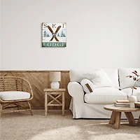 Stupell Industries Ski Lodge Rustic Cabin Sign Snowy Tree Forest Canvas Wall Art