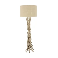 Beige Wood Rustic Floor Lamp, 62" x 22" x 22"