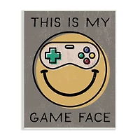 Stupell Industries My Game Face Phrase Yellow Smiley Retro Controller Wall Plaque