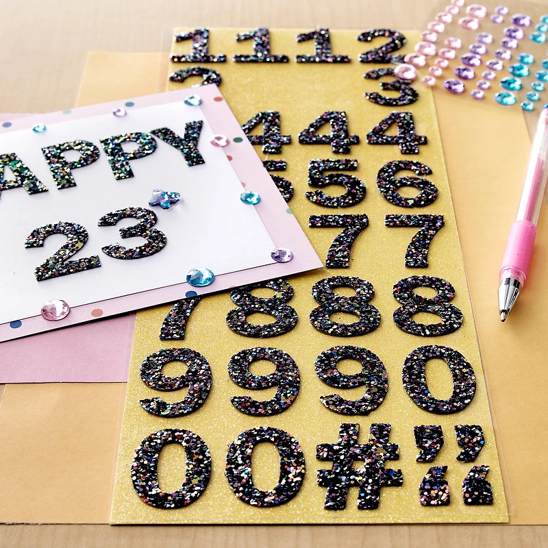 Red & Blue Glitter Number Stickers by Recollections™