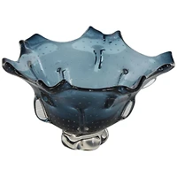 13" Dark Blue Ombre Glass Bowl