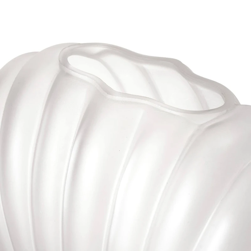 American Art Decor White Sea Scallops Misted Glass Vase Set