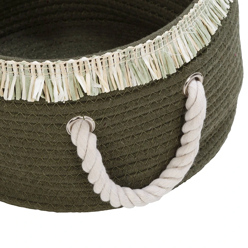 Honey Can Do Olive Nesting Cotton Rope Baskets with Fringe Set