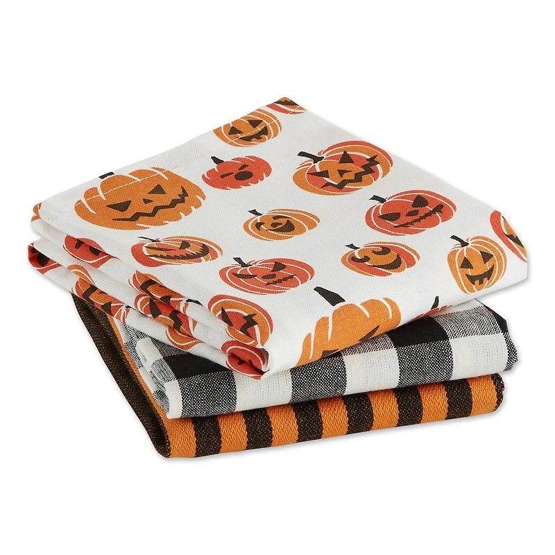 DII® Pumpkin Faces Dishtowel Set