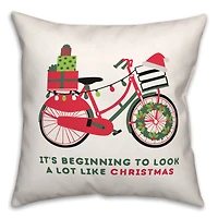 Christmas Bike Throw Pillow
