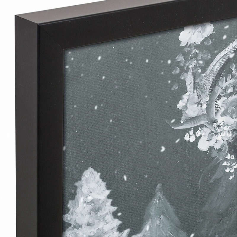 Neutral Painted Deer Black Framed Canvas Wall Art