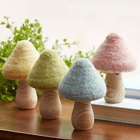 4.25" Felt & Wood Mushroom Décor Set