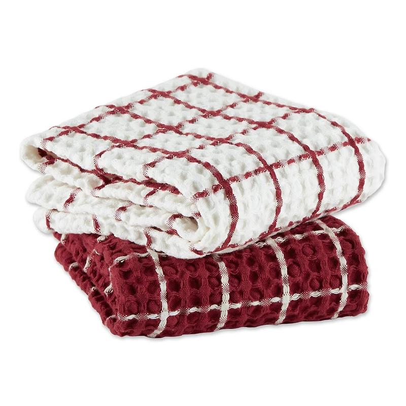 DII® Windowpane Oversized Washed Waffle Dishtowels