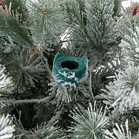 7.5ft. Pre-Lit Snowy Bristle Pine Artificial Christmas Tree with Ornaments, Warm White LED Lights