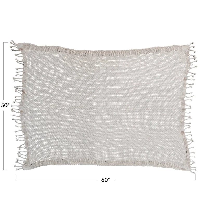 Hello Honey® Natural Cotton Knit Throw Blanket with Tassels