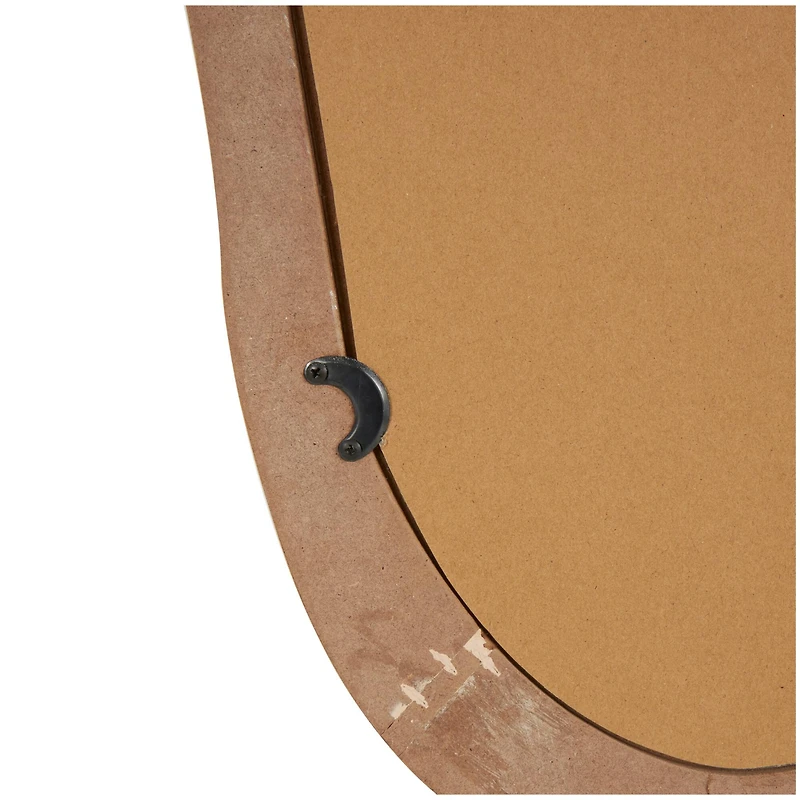 41" Brown Wood Abstract Wavy Wall Mirror with Dimensional Carved Frame