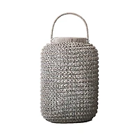 Hello Honey® 20'' Medium Whitewashed Woven Water Hyacinth Lantern