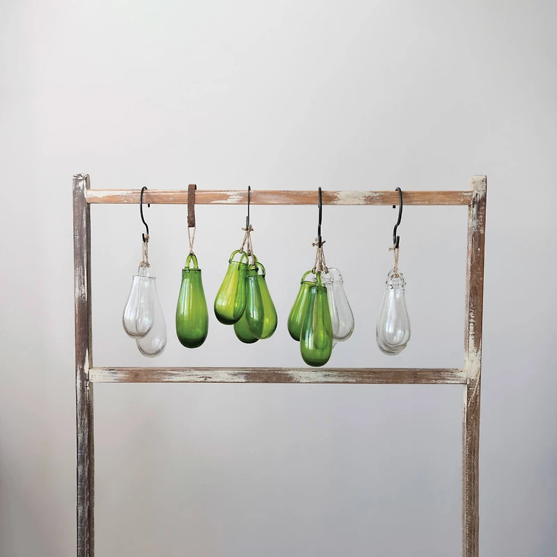 Hello Honey® 10" Clear Hand Blown Glass Hanging Vase