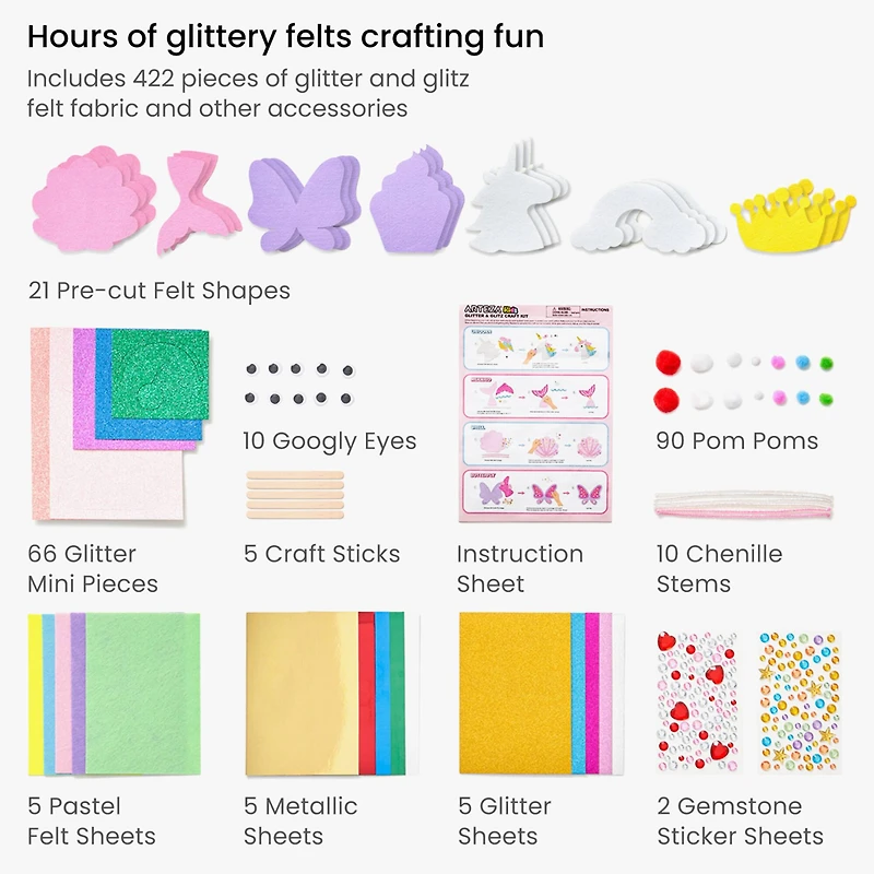 Arteza® Kids Felt Craft Kit, Glitter & Glitz