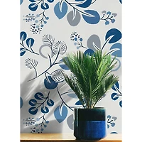 NuWallpaper Roux Blue Peel & Stick Wallpaper