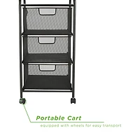 Mind Reader Black 3 Drawer Mesh Rolling Cart