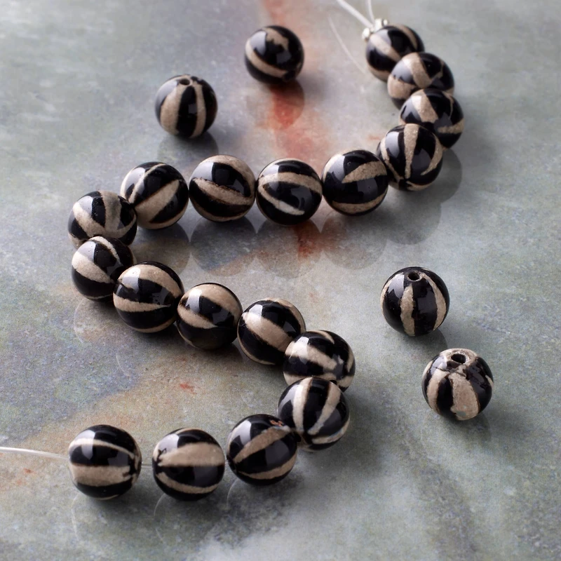 Black Dyed Agate Round Beads, 7.5mm by Bead Landing™