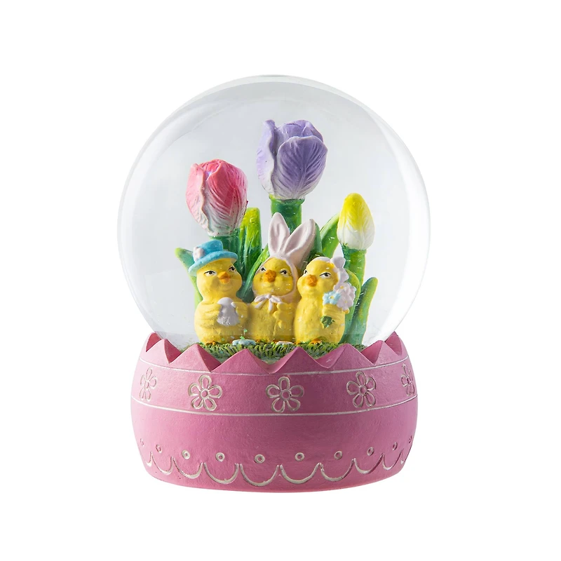 Glitzhome® 5" Easter Chick Family Waterglobe