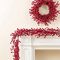 Glitzhome® 6ft Christmas Red Berries Garland