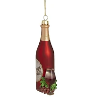 6" Matte Red Wine Country Glass Bottle Christmas Ornament