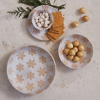 Hello Honey® 6" White & Orange Stoneware Snowflake Dinnerware Bowls, 12ct.