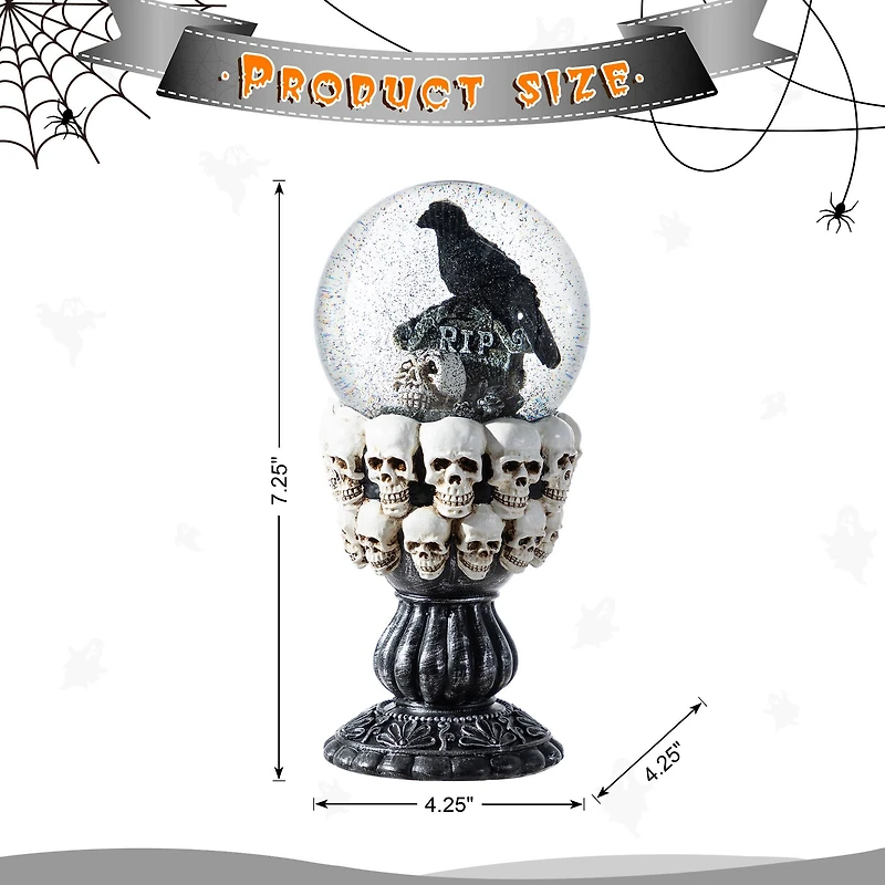Glitzhome® 100mm 7.25"H Halloween Resin Stacked Skull Waterglobe