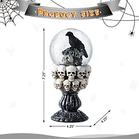 Glitzhome® 100mm 7.25"H Halloween Resin Stacked Skull Waterglobe