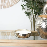 20oz. White Sage Scented White 3 Wick Candle in Hammered Silver Bowl