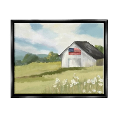 Stupell Industries American Flag on Barn Floater Framed Art