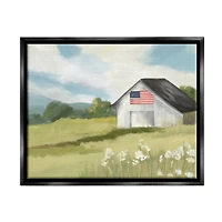 Stupell Industries American Flag on Barn Floater Framed Art