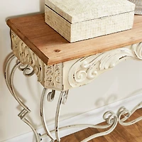 White Farmhouse Metal Console Table, 32" x 42"
