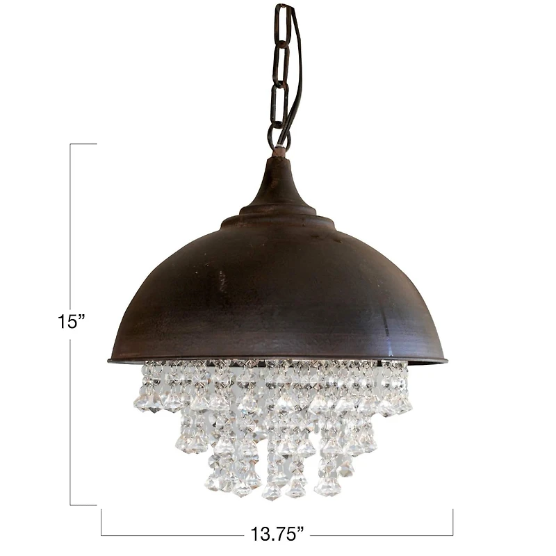 Hello Honey® 15" Antiqued Bronze Chandelier with Hanging Crystals