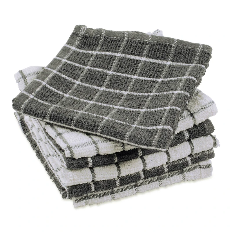 DII® Gray Combo Windowpane Dishcloths, 6ct.