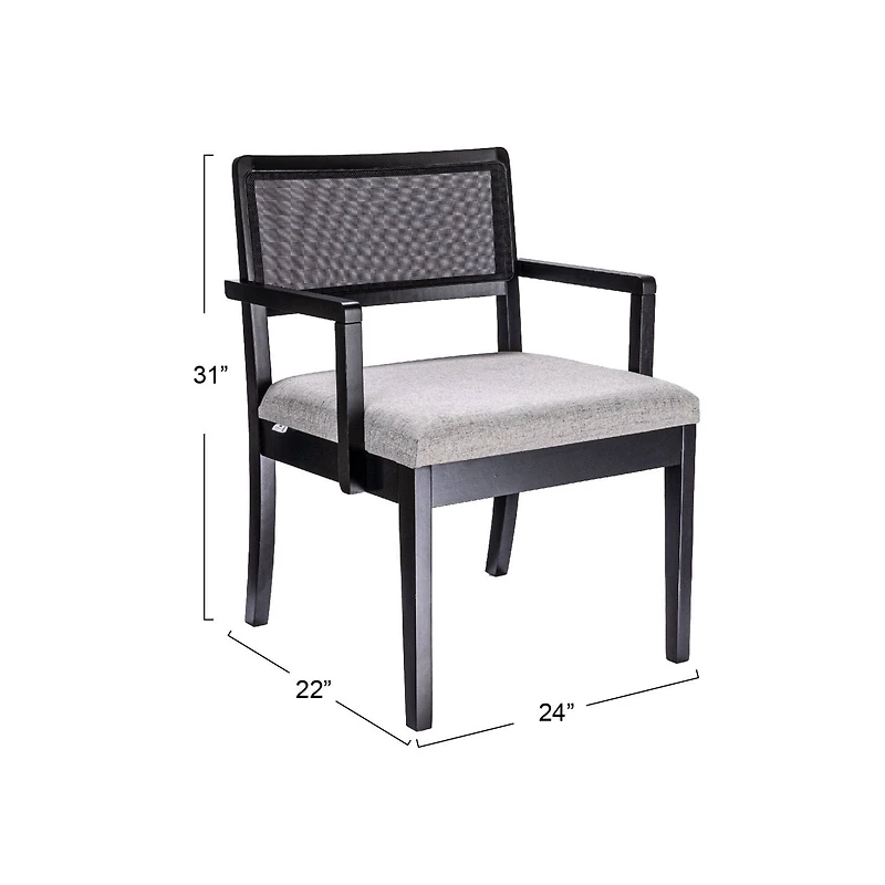 Hello Honey® 2.5ft. Crawford Mid-Century Modern Solid Wood Black Arm Chair