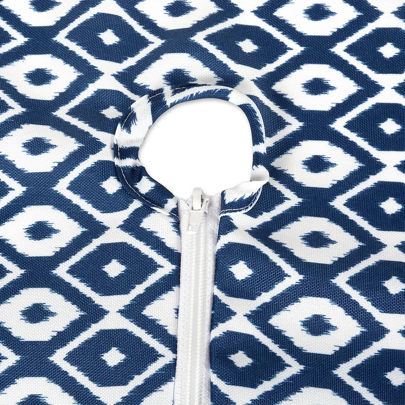 Blue Ikat Outdoor Table Runner With Zipper 14" x 108"