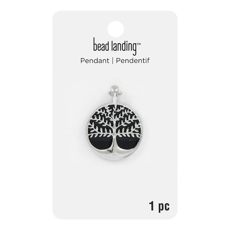 Silver & Black Round Tree of Life Pendant by Bead Landing™