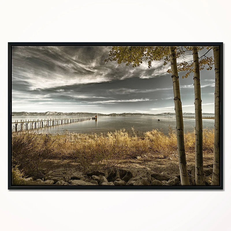 Designart - Pier in Brown Lake