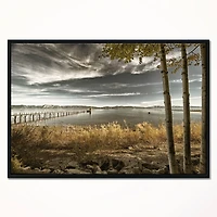 Designart - Pier in Brown Lake