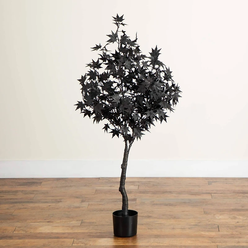 4ft. Pre-Lit Artificial Halloween Black Maple Tree with 180 Orange & Purple LED Lights