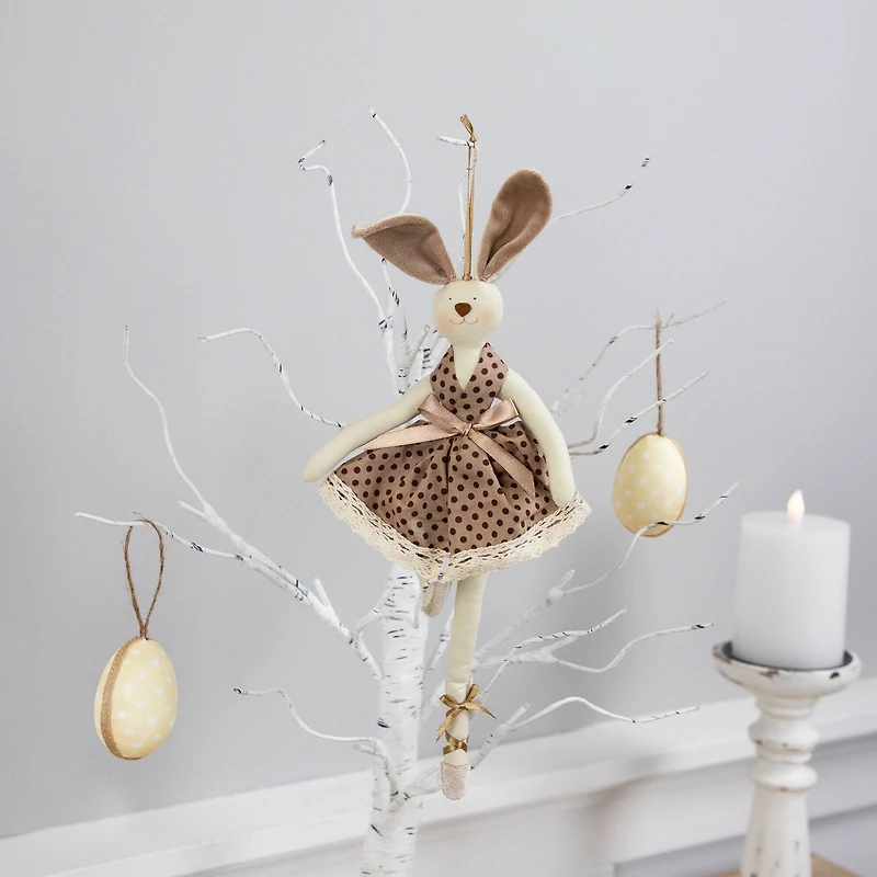 13" Brown Plush Ballerina Bunny Hanging Easter Décor