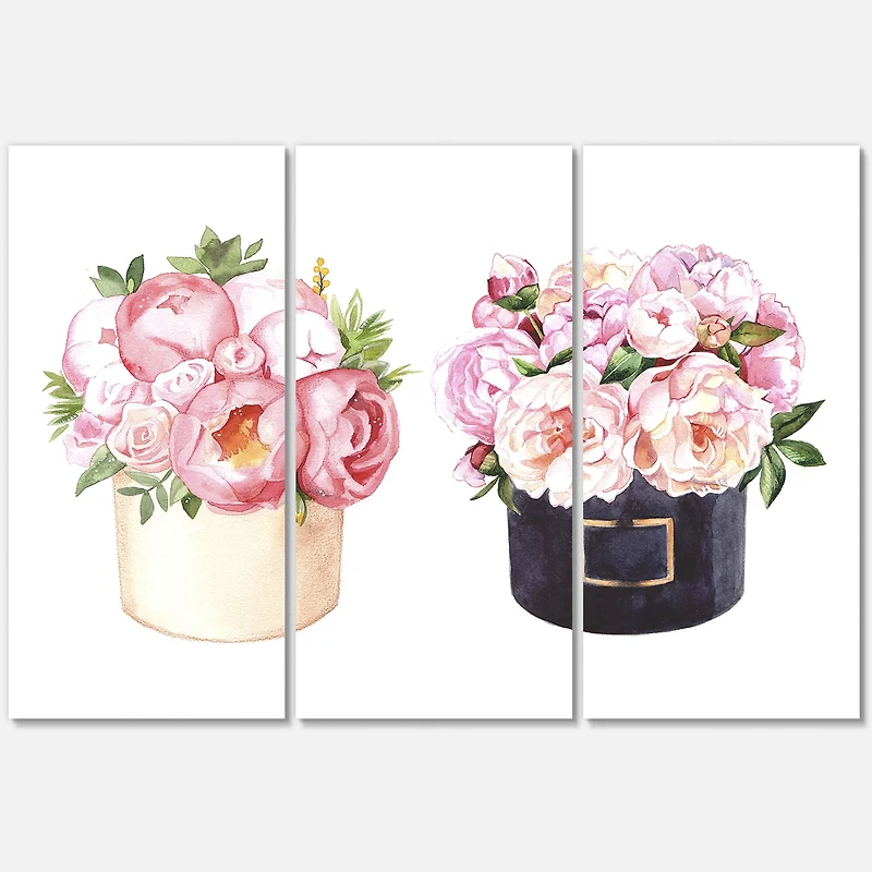 Designart - Flower Box With Peonies and Rose