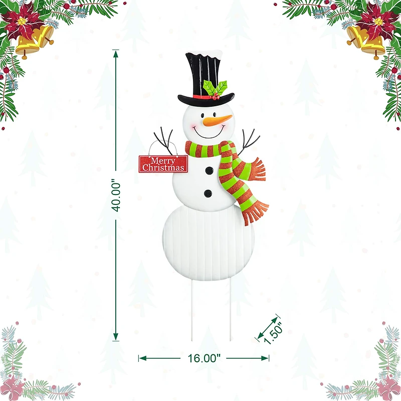 Glitzhome® 40" Metal Snowman Yard Stake