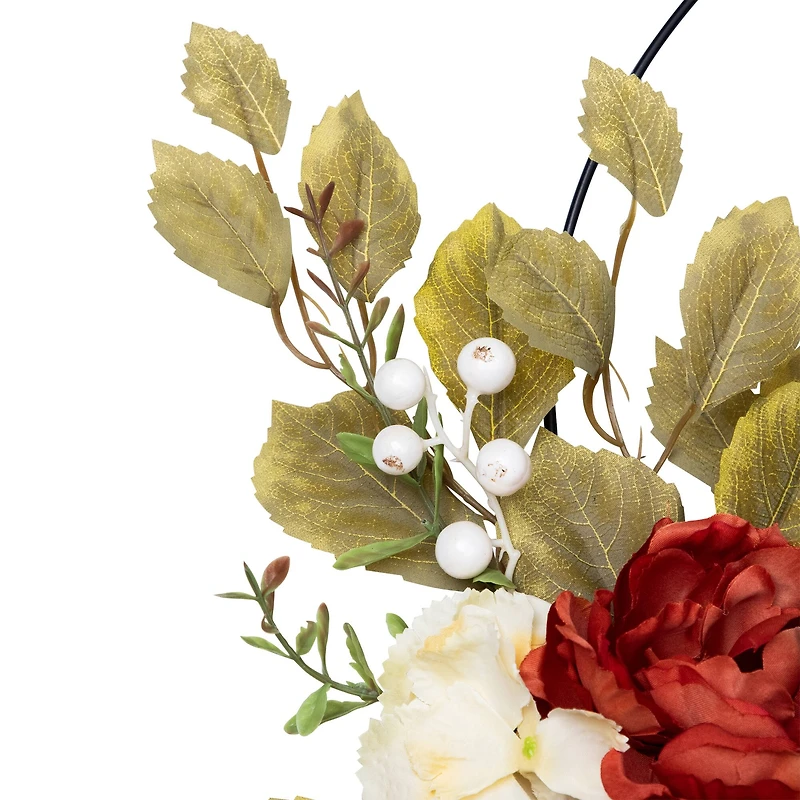 21" Autumn Harvest Artificial Floral Half Wreath with Fall Foliage