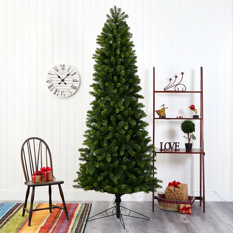 8ft. Pre-Lit Virginia Spruce Artificial Christmas Tree, Warm White LED Lights